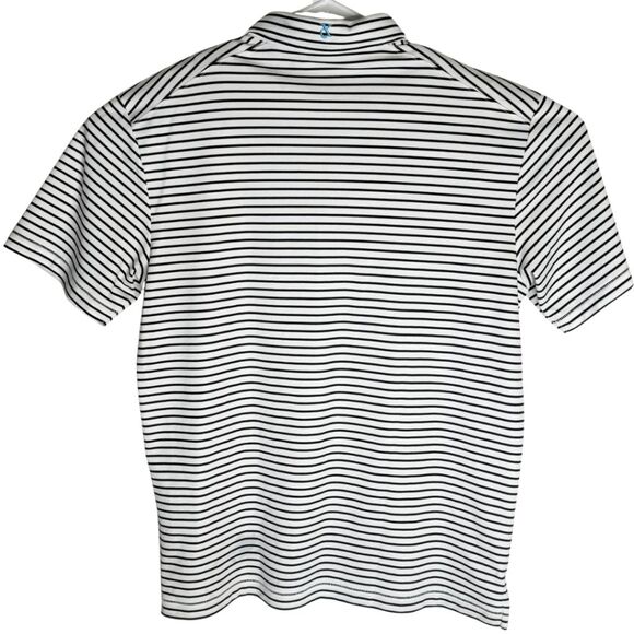 Devereux Men's Striped Collared Long Sleeve Polo Shirt Black White Size Medium - Picture 2 of 9